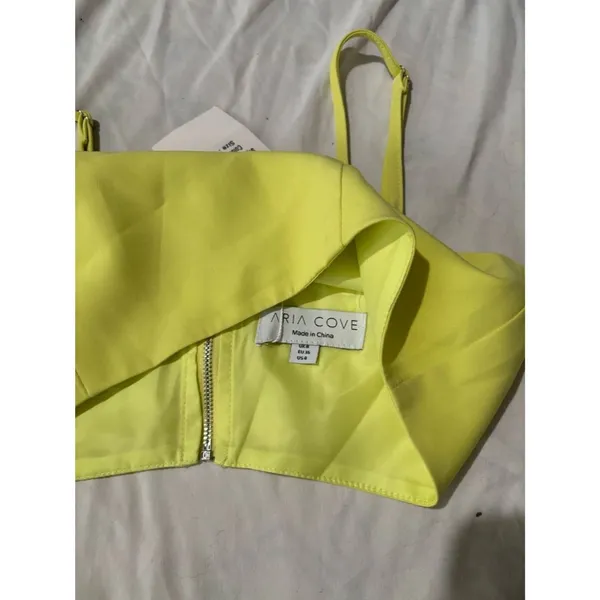 Aria Chartreuse Lime Two Piece Crop Top Wide Leg Pants Matching Set - Image 7
