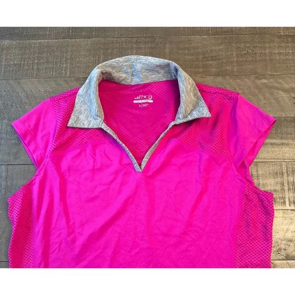 BCG Women's Tru-Wick purple gray collar‎ mesh sides athletic polo shirt Size L - Image 3