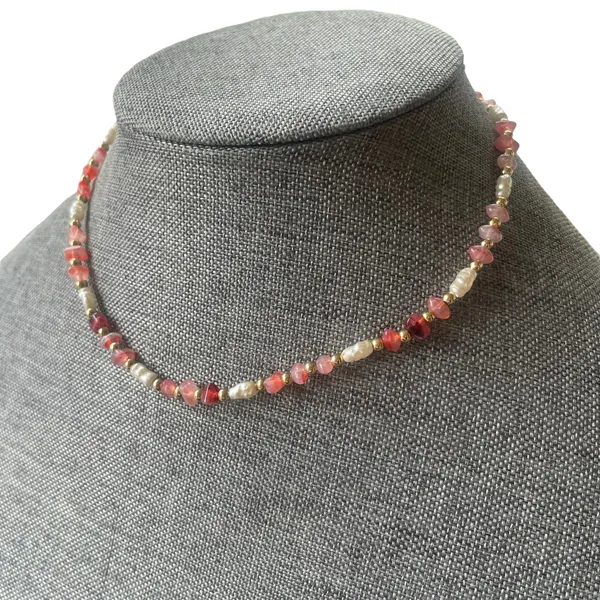 Napier Vintage Rose Quartz And Freshwater Pearl Necklace - Image 2