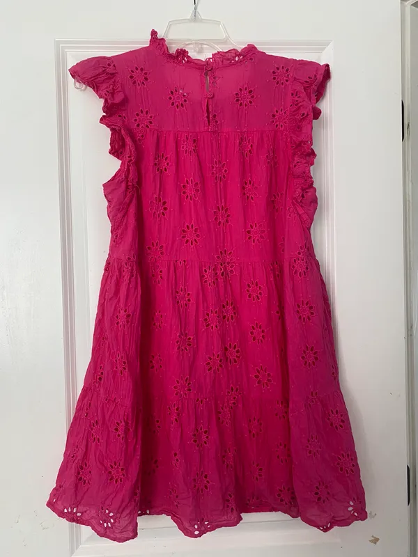 Entro Hot Pink Floral Lace Sundress Size L - Image 2