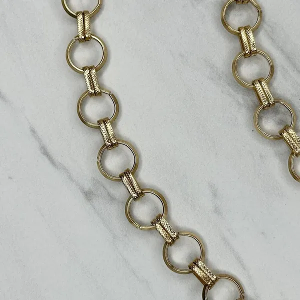 Gold Tone Open Hoop Metal Chain Link Belt Decorative O Ring One Size ✨ - Image 7
