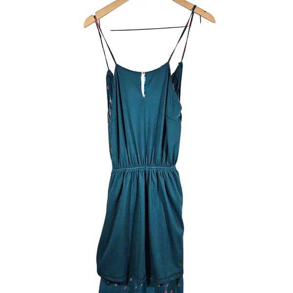 Fate Floral Maxi Dress Teal‎ Blue Pink Spaghetti Strap Elastic Waist M Halter - Image 8