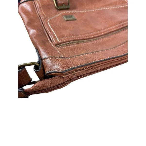 b.ø.c Born Concept Cognac Brown Faux Leather Crossbody Bag Messenger Purse - Image 8