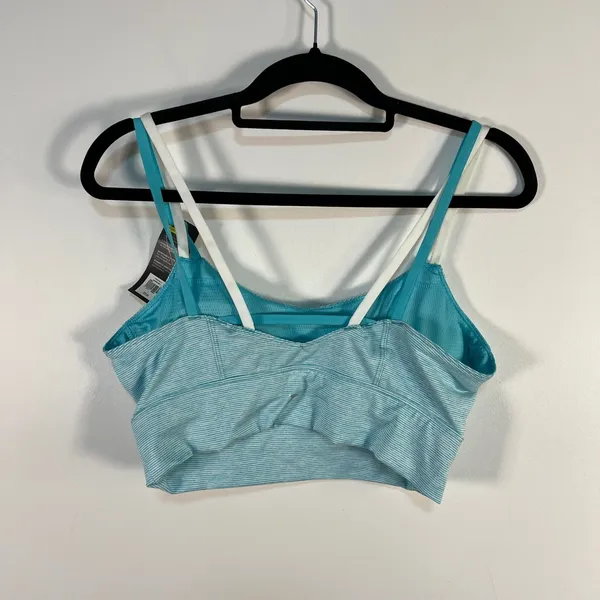 Old Navy Active Go-Dry Light‎ Support Sports Bra Blue Striped Double Strap Large - Image 2