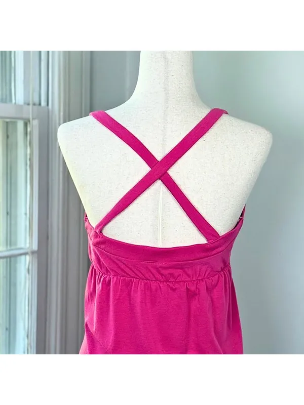 Y2K Vintage Vixen Hot Pink Babydoll Camisole Top Rhinestone Buckle Small McBling - Image 8
