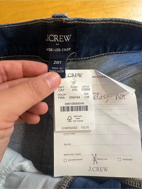 J. Crew Wide Leg Crop High Waisted Dark Wash Jeans Size 28 NWT - Image 3