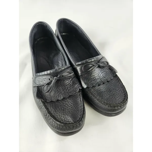 SAS Womens Black Comfort Loafer Kiltie Moccasin Black Leather Shoe‎ Size 11 M 12 - Image 2
