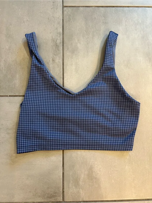 Aerie Sports Bra — Blue Houndstooth Print - Image 2