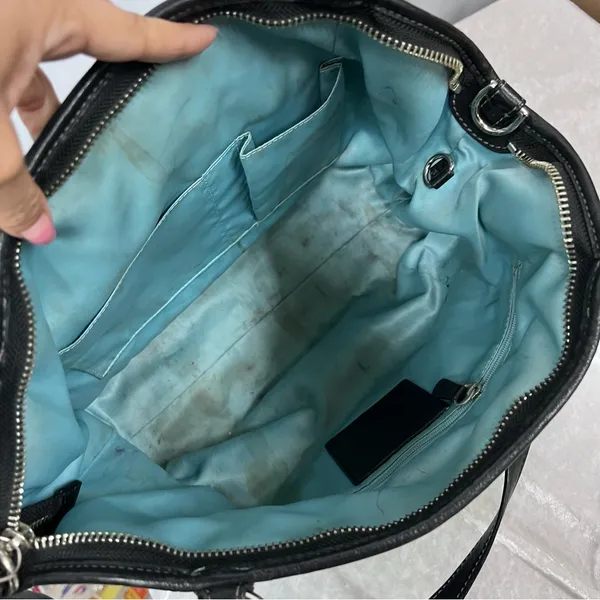 Coach Black Iridescent Textured Shoulder purse signature Bag - Image 15
