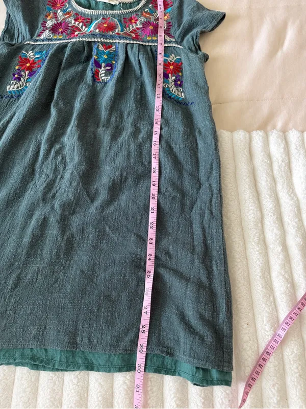 entro Teal Embroidered Mini Dress with Multicolor Floral Accents - Image 5
