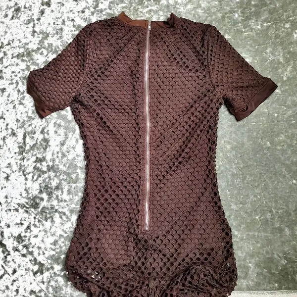 ASOS Naanaa Brown‎ Mesh Bodycon Midi Dress - Image 7