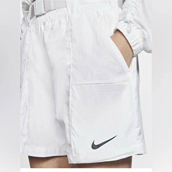 Nike • White Women's Swoosh Woven Sport Shorts - Image 2