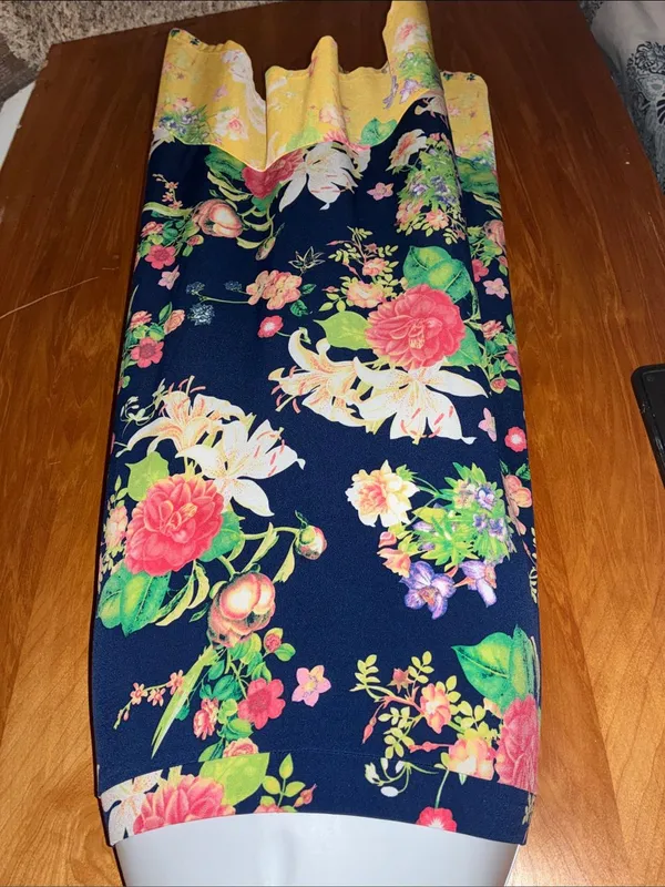 Rafaella Boho Floral Navy Blue, Yellow, Pink, Cream, & Green Midi Skirt - Size - Image 4