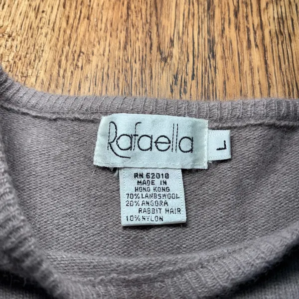 90s Rafaella Taupe Lambswool Angora Blend Knit Sweater Womens L light brown fall - Image 2