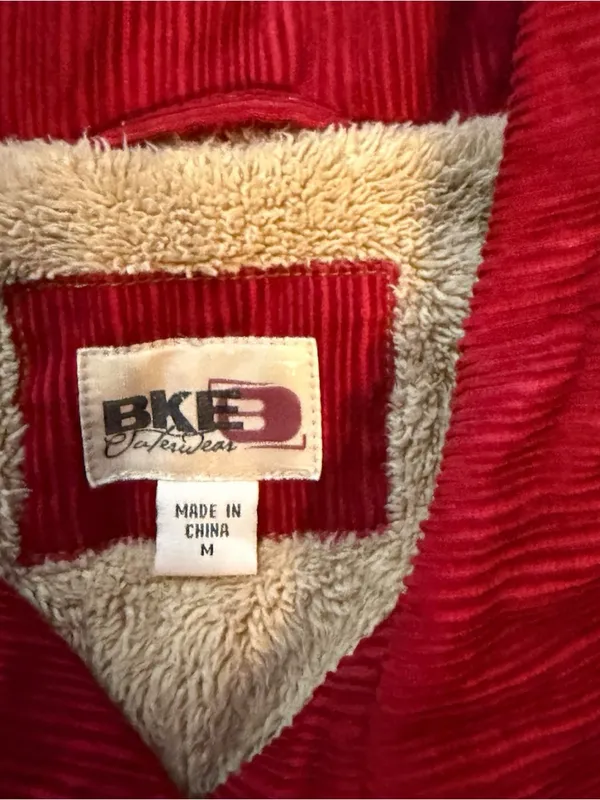 BKE Red Double-Breasted Corduroy Pea Coat Medium - Image 2