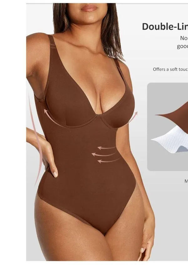 NEW Shapewear Bodysuits Tummy Control Body Shaper S Brown - Image 3