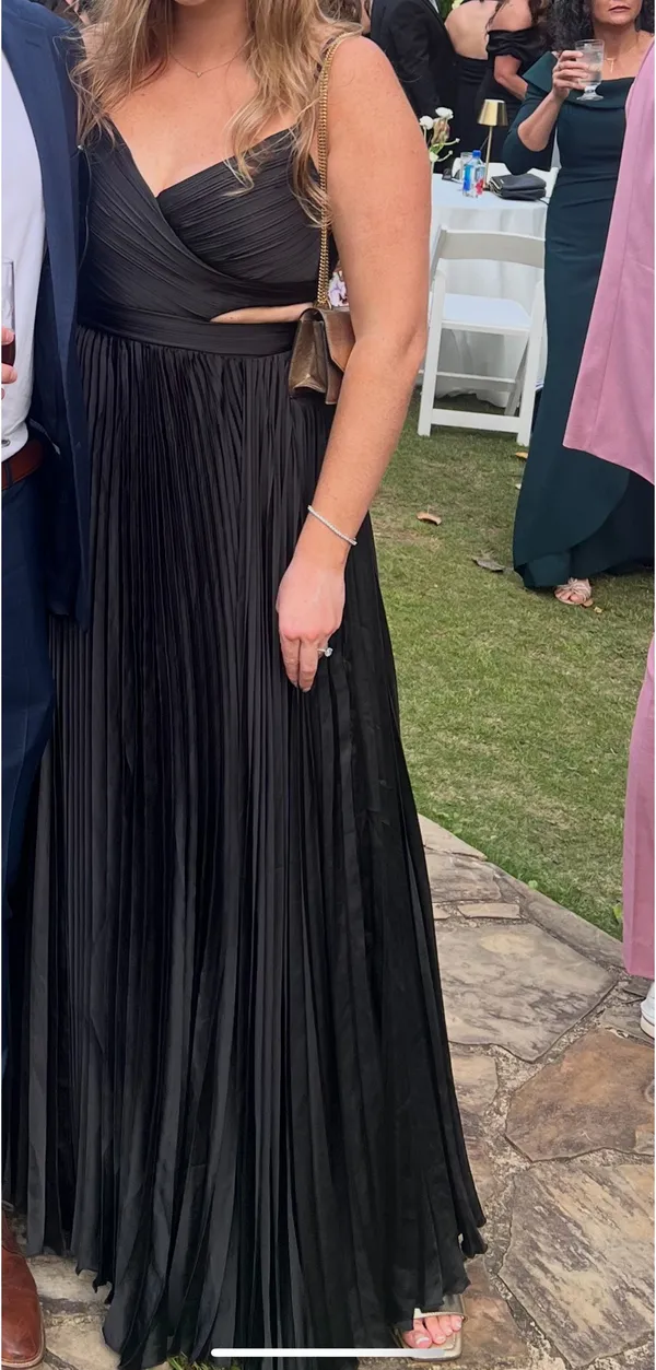 Lulus Pleated Maxi Dress Black - Image 3