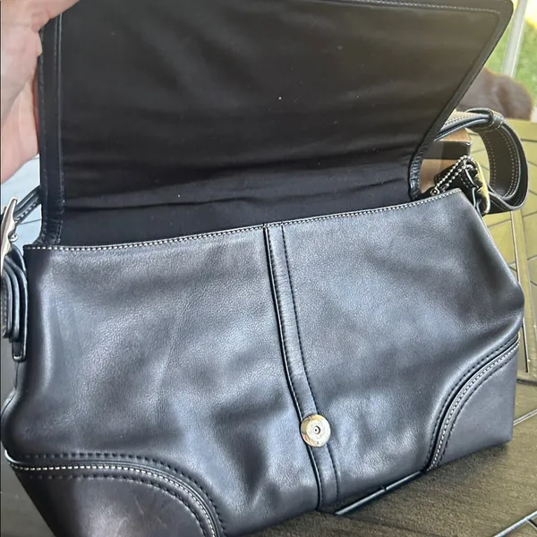 Coach Hampton elegant black leather buckle bag y2k F1260 hobo - Image 8