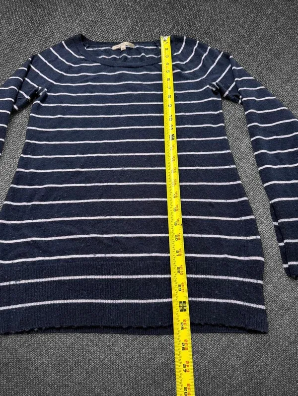 Gap Navy Blue Striped Long Sleeve Button Cuff Sweater - Image 7