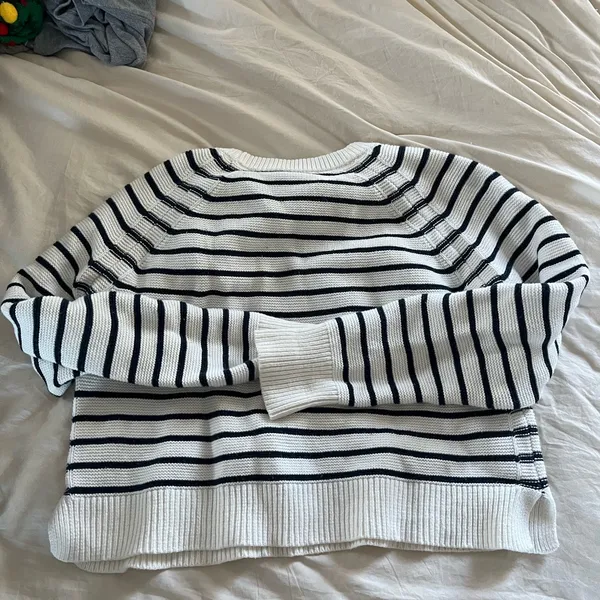 French Connection Black and White Striped Sweater - Image 4