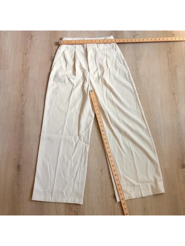 Cider NWT Women's Pleated Off White High Rise Wide-Leg Trousers Size S - Image 6