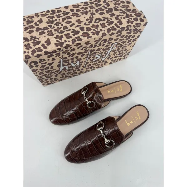 French Sole Cape Mules Size 9 Brandy Croco Leather Bit Preppy nwt Old Money - Image 4