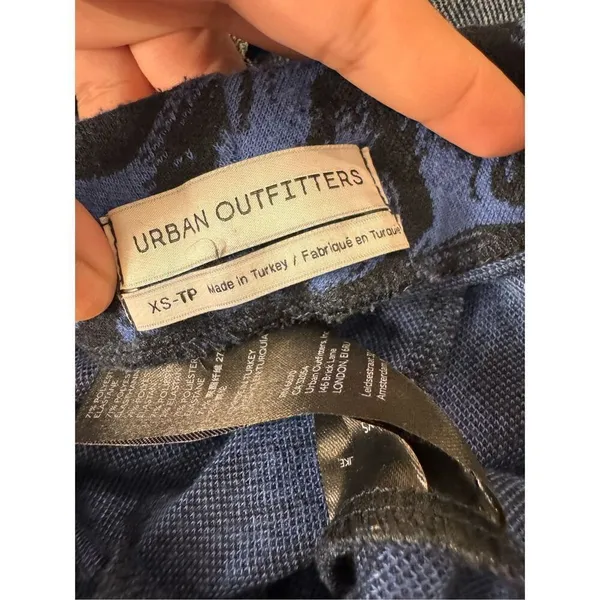 Urban Outfitters Bryn Pull On Flare Pants Blue And Black Swirl Print size XS - Image 4