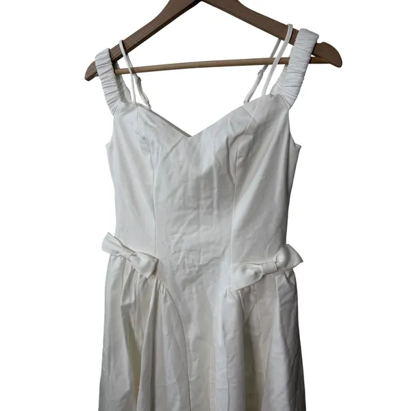ASTR the Label Elvinia Dress White Off Shoulder Midi Pleated Bridal Bows - Image 5