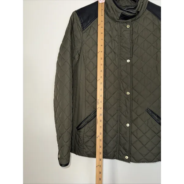 Ralph Lauren Black Women's Medium Zip Pocket Button Diamond Quilted Field Jacket - Image 7