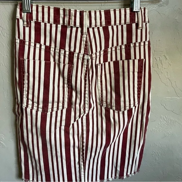 Free People Red Cream‎ Pencil Denim Skirt - Image 5