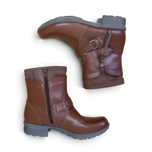 Clarks Brown Vegan Leather Riding Ankle Boot Riddle Avant Everyday Moto Sz 8 - Image 2
