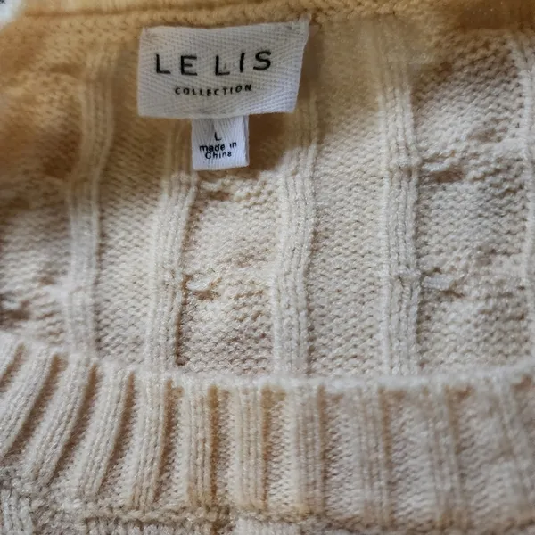 Buckle Le Lis Ivory Cable Ribbed Cropped Pullover Sweater Size Large - Image 6