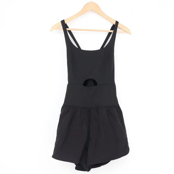 Black Athletic Romper Crisscross Back Cutout Workout Tennis Dress Small - Image 2