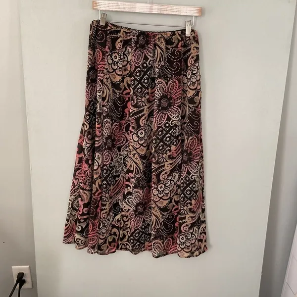 JM Collection Womens Midi Skirt Paisley Floral Print Elastic Waist Size 8 - Image 4