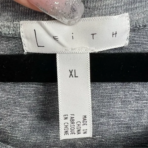 Leith Nordstrom Dress Womens XL Gray Blouson Ruched Tulip Hem Long Sleeve Knit - Image 7