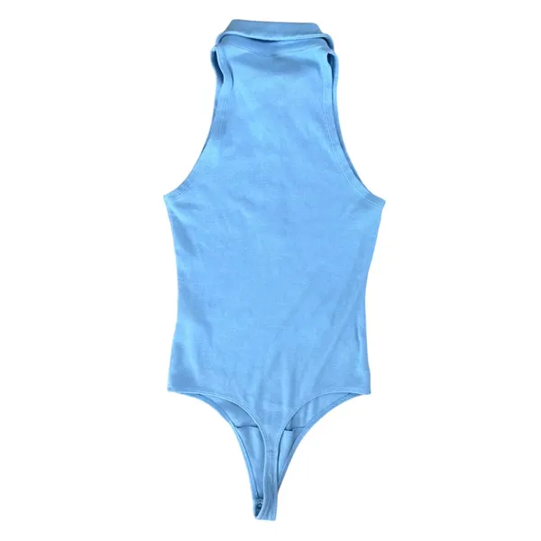 Abercrombie & Fitch Ribbed Bodysuit Sleeveless Collared One-Piece Blue NWOT - Image 2