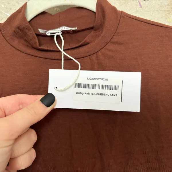 Reformation Bailey Long Sleeve Knit Top in Chestnut Brown - Image 4