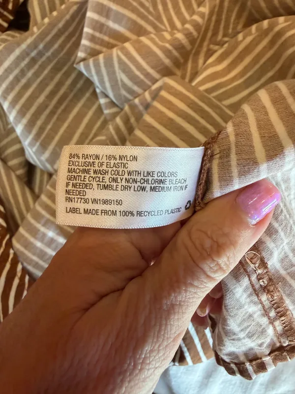 A New Day Target Women’s Medium Brown White Smocked Maxi Dress Striped - Image 3