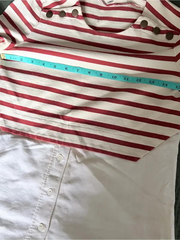 Veronica Beard Rust Striped Poplin Cotton Layered Shirt XS - Image 6