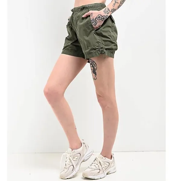 Unionbay Women's Size Large Luca Kale Parachute Shorts Dark Green Cotton Nylon - Image 3