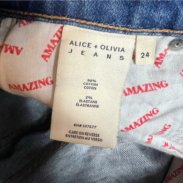 Alice + Olivia Jeans‎ Boyfriend Jeans Two Tone Blue 24 asymmetrical - Image 7