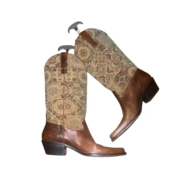 Matisse Brown Leather Vintage Tapestry Western Boots Size 7 1/2 M - Image 3