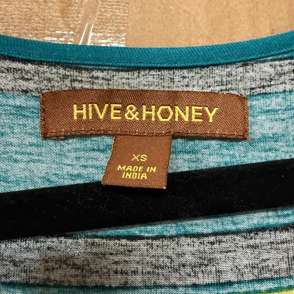 Hive & Honey‎ XS 3/4 Maxi Dress Teal Multicolor Striped Bodycon Boho Retro 70s - Image 6