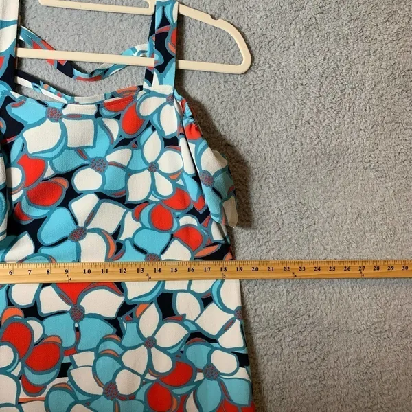 Kaari Blue Dress Womens‎ S Small Floral Pattern Blue Red White Cold Shoulder - Image 6