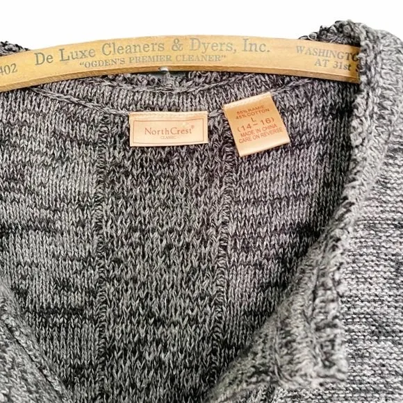Vintage North Crest Sweater Vest Large Gray Marled Ramie Cotton Grandpa Preppy - Image 6