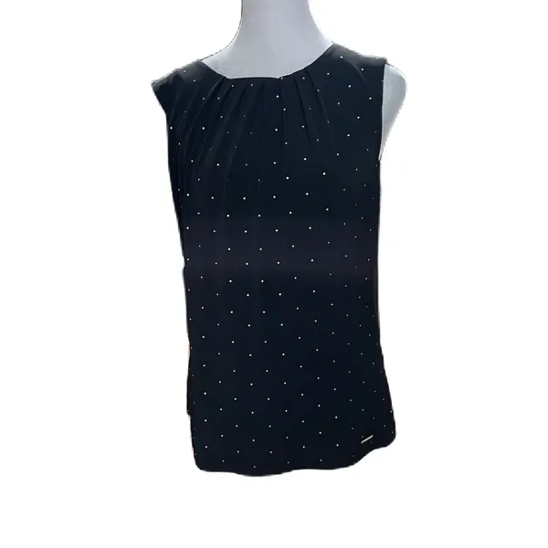Calvin Klein Black Silver Studded Sleeveless Keyhole Back Tank Top Size Small - Image 4