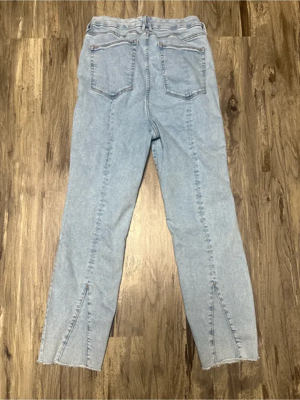 Good American Good Classic Inset Ankle Slim Jeans Light Wash Size 15 Split Hem - Image 6