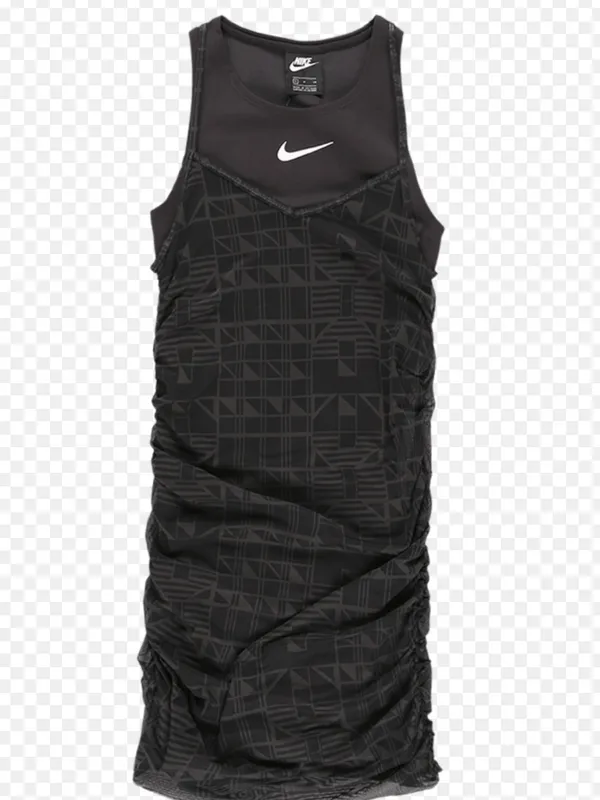 NIKE SPORTSWEAR Two-layer Black Indio Ruched Seam Dress, size Small, NWT - Image 2