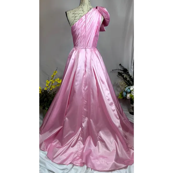 Mac Duggal One Shoulder Large Bow Pleated Gown Ice Pink 2 - Image 10