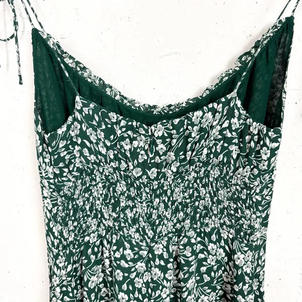 Reformation Esther Green Floral Mini Dress Ruffle Scoop Neck Adjustable Straps 0 - Image 12